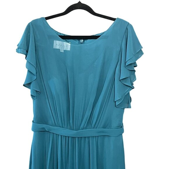 Azazie Daphne Bridesmaid Dress Peacock Teal Maxi Gown NWT Size A12 - Picture 6 of 16
